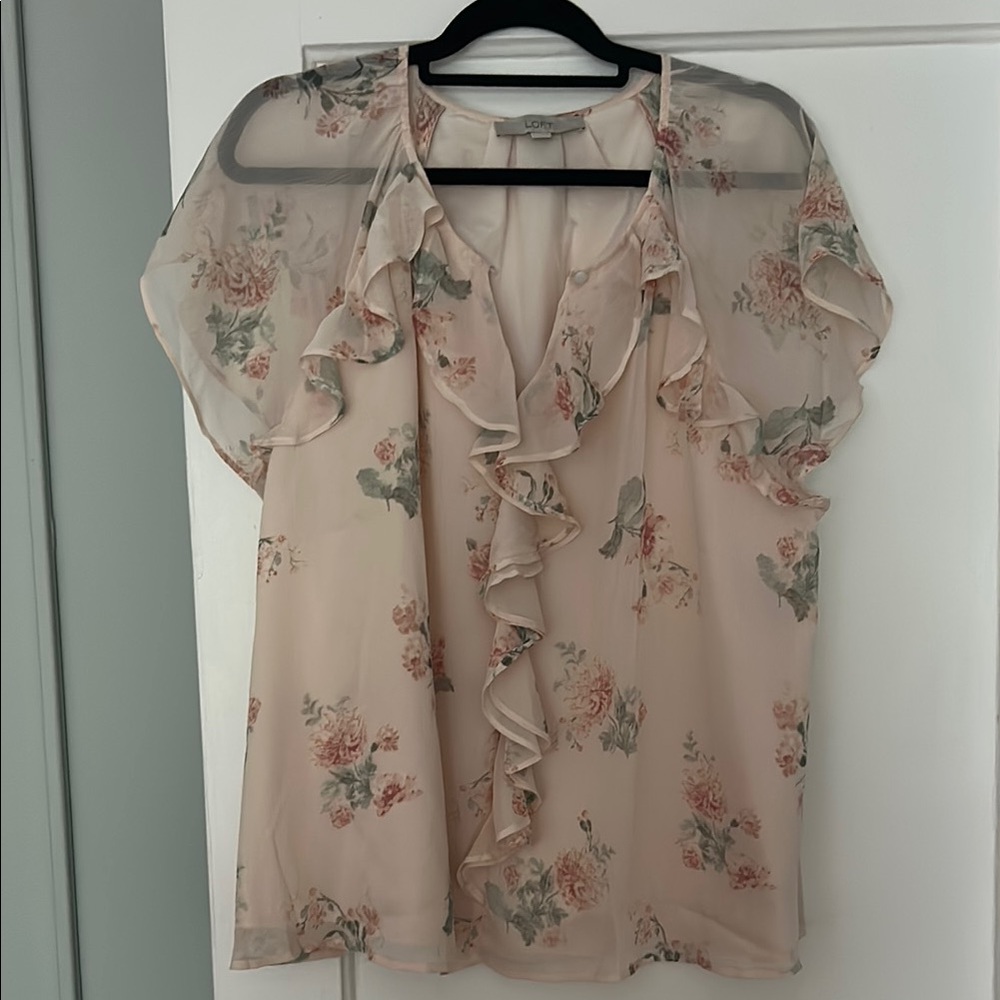 Loft Floral Ruffle Blouse